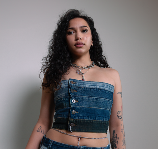 Denim Waistband Top