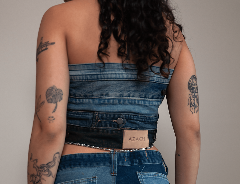 Denim Waistband Top