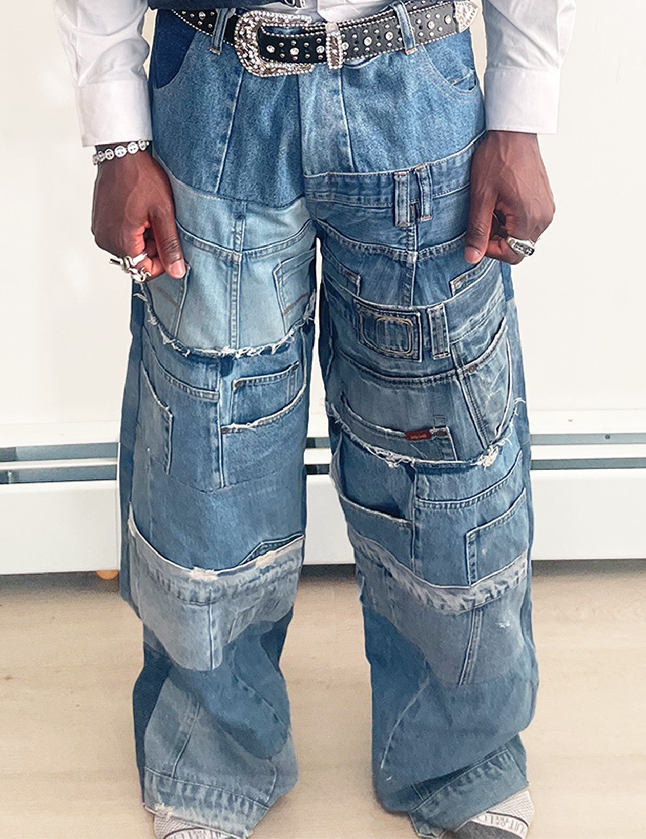 Multi-Pocket Artisan Utility Denim Trousers