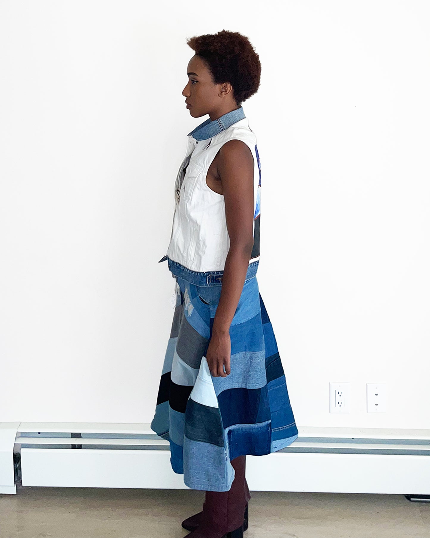 Upcycled Denim pattern skirt