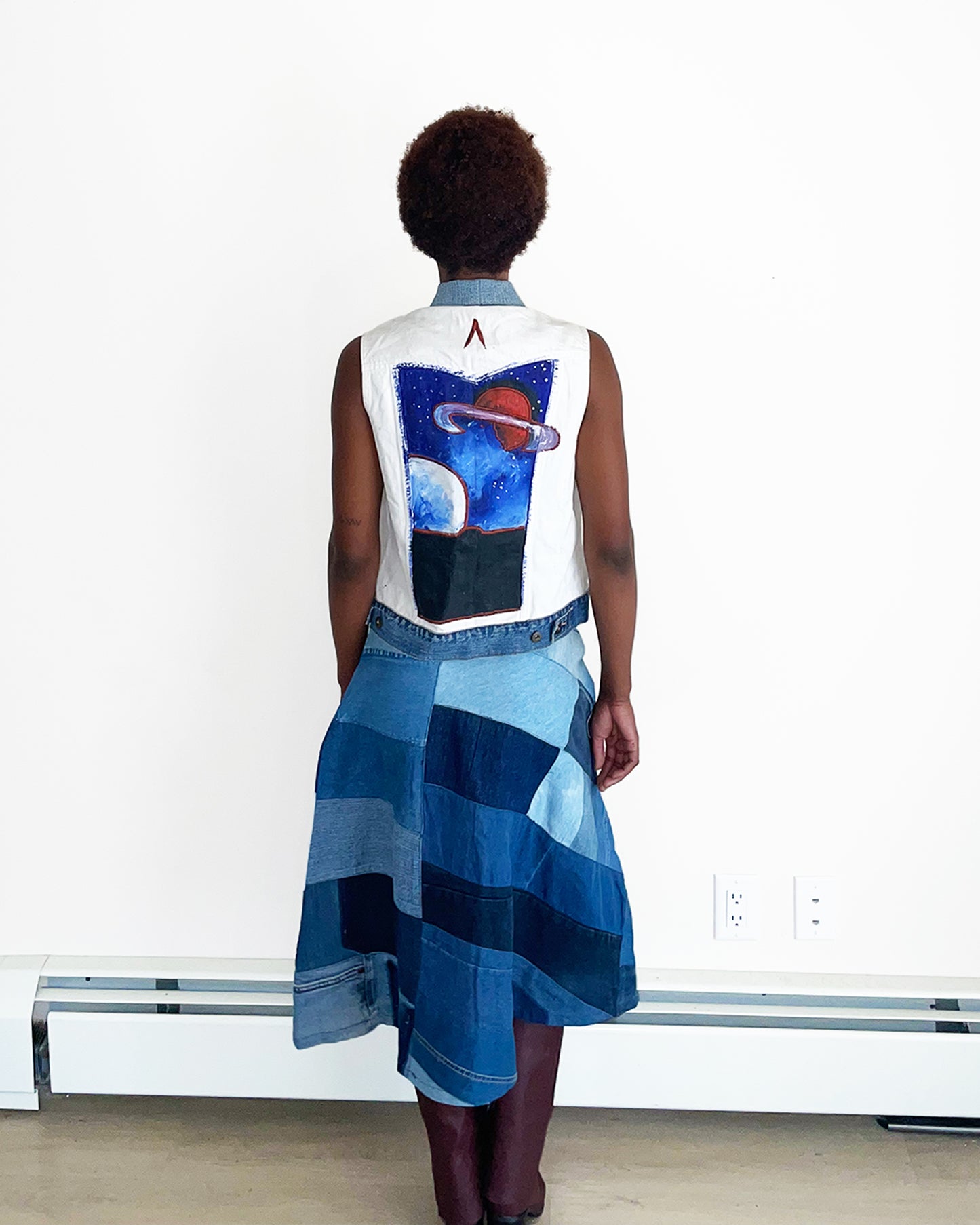 Upcycled Denim pattern skirt