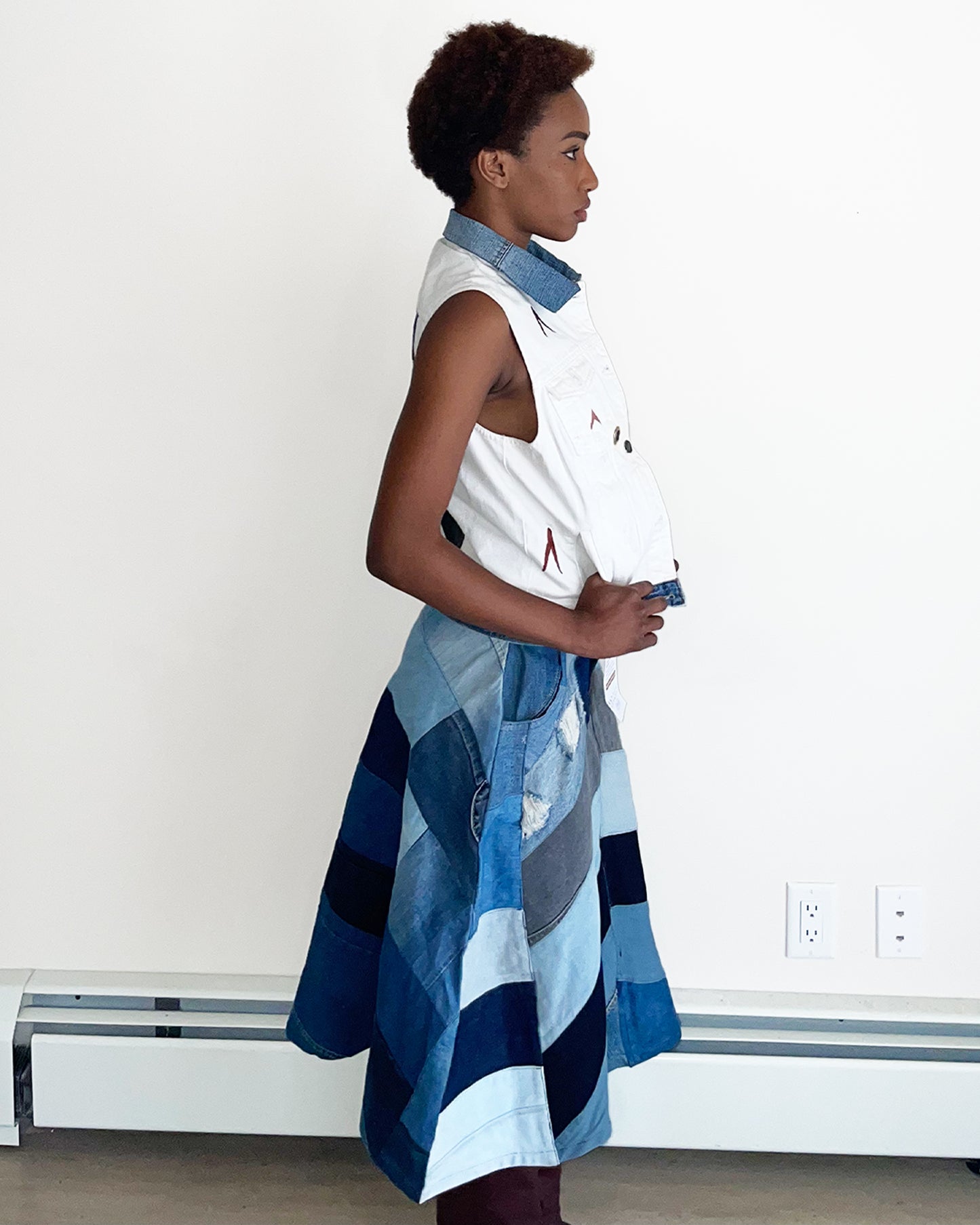 Upcycled Denim pattern skirt