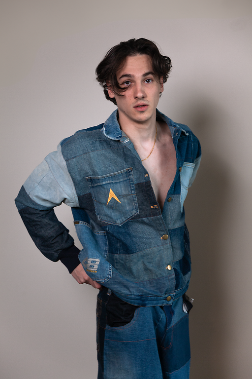 Patch Denim Mix Varsity Jacket