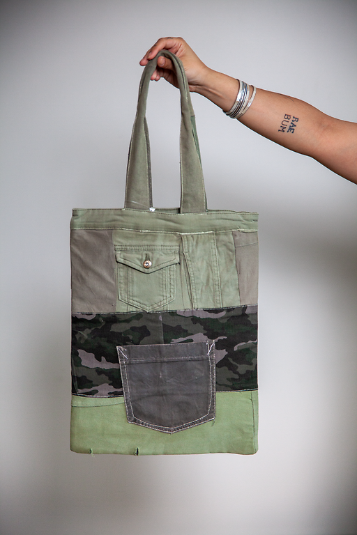 Army Green Denim Symmetry Tote Bag