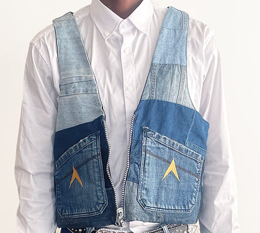Reversible Denim Cargo Vest