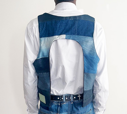 Reversible Denim Cargo Vest