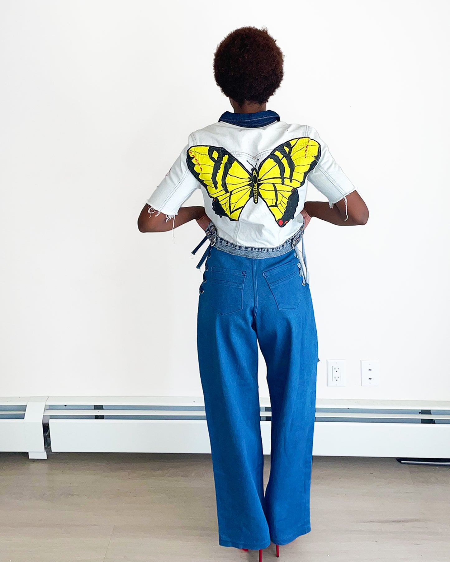 Upcycled Denim side strap pant