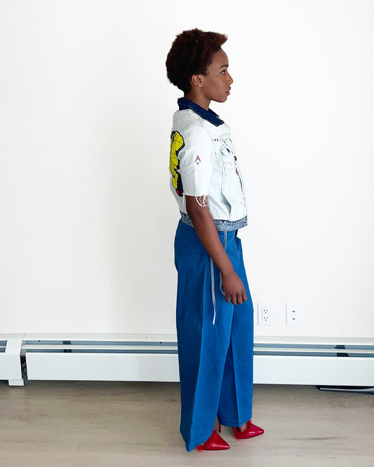 Upcycled Denim side strap pant