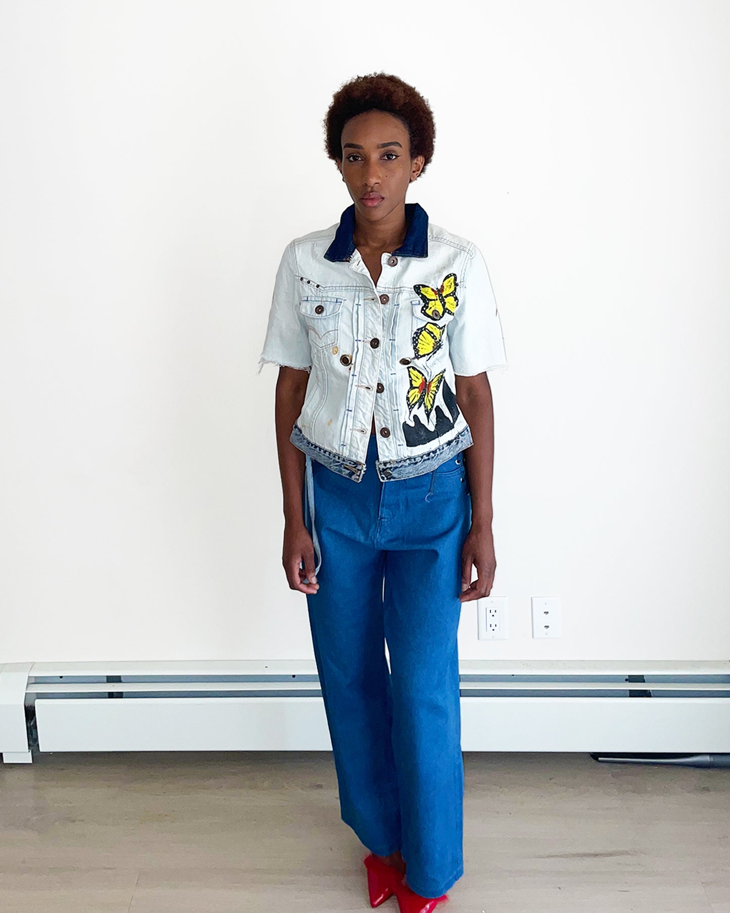 Upcycled Denim side strap pant